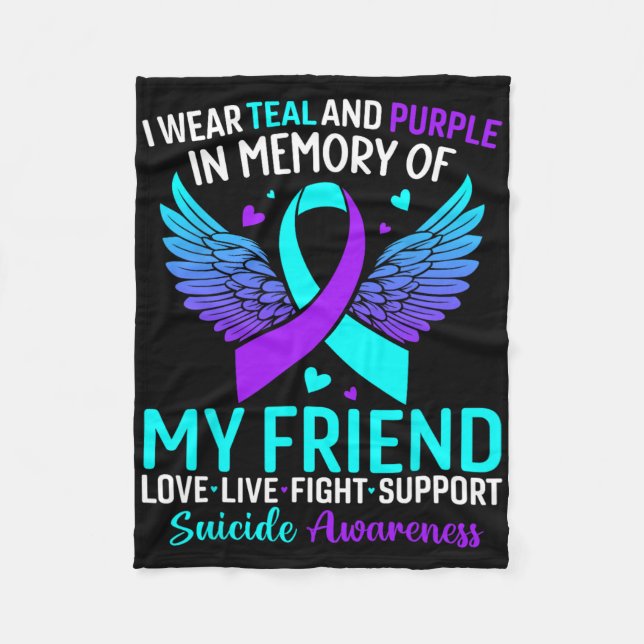 Cobertor De Velo Eu Visto Teal E Roxo Para Minha Amiga Preve Suicíd (Frente)