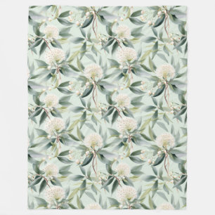 Cobertor De Velo Eucalyptus Cream Sage Floral Fleece Throw
