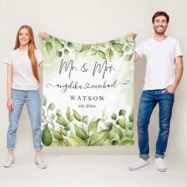 Cobertor De Velo Eucalyptus Greenery Blush Modern Trendy Script Sr.