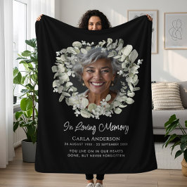Cobertor De Velo Eucalyptus Script Custom Text & Photo Memorial