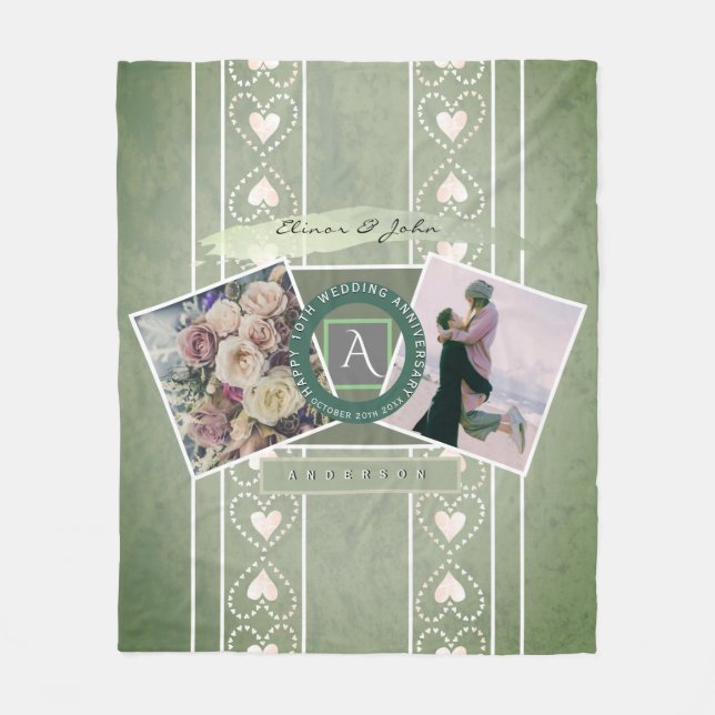 Cobertor De Velo Evento Personalizado 2 Fotos Personalizadas Coraçõ (Frente)