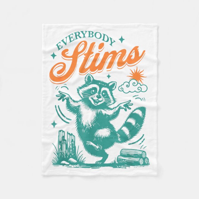 Cobertor De Velo Everybody Stims Racoon Funny Design  (Frente)