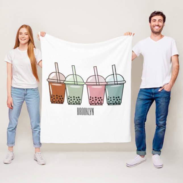 Cobertor De Velo Exemplo de desenho animado do chá de bolhas (In Situ)