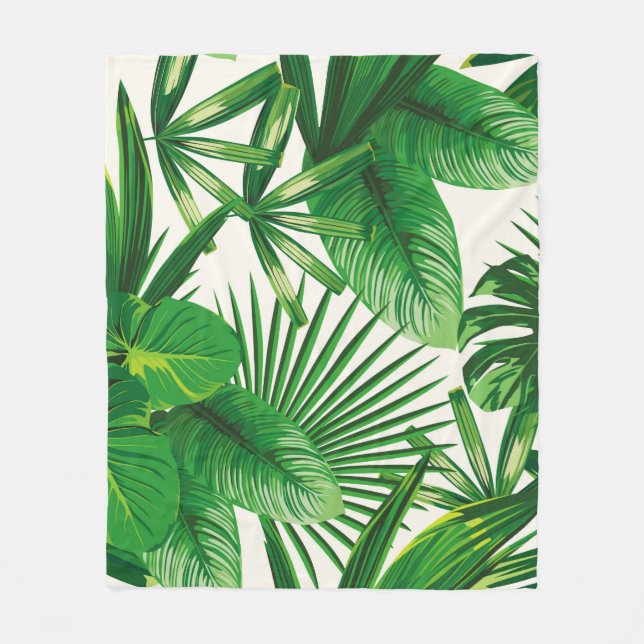 Cobertor De Velo Exotic tropical natural green leaves composition o (Frente)