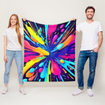 Explosão de pintura neon na Canvas escura