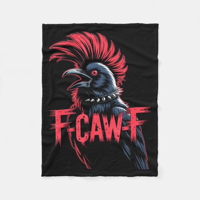 Cobertor De Velo F-caw-f Crow Funny Gothic Moon Black Bird Hallowee (Frente)