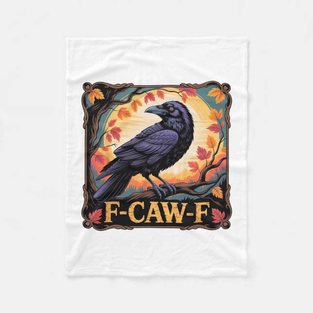 Cobertor De Velo F-caw-f Crow Spooky Halloween Fall Leaves Thanksgi (Frente)