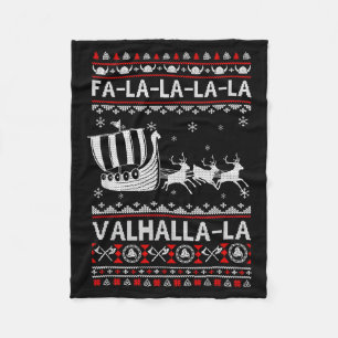 Cobertor De Velo Fa La La Valhalla Navio Viking Natal Xmas Suéter F