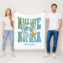 Cobertor De Velo Faça o amor não a guerra - signo de paz mundial