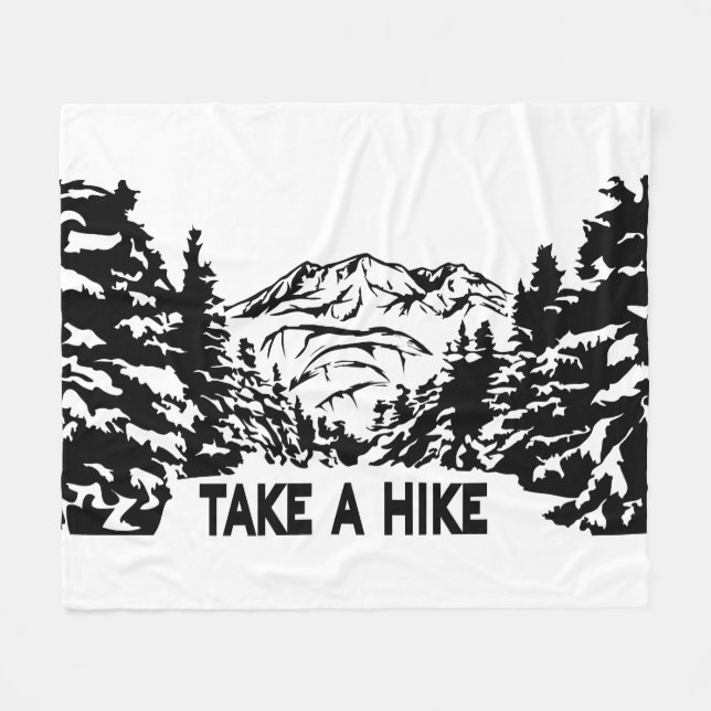 Cobertor De Velo Faça uma citação de Hike, paisagem monocromática d (Frente (Horizontal))