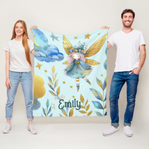 Cobertor De Velo Fada Aniversário Teal Dourada Princesa Rosa Fairyt