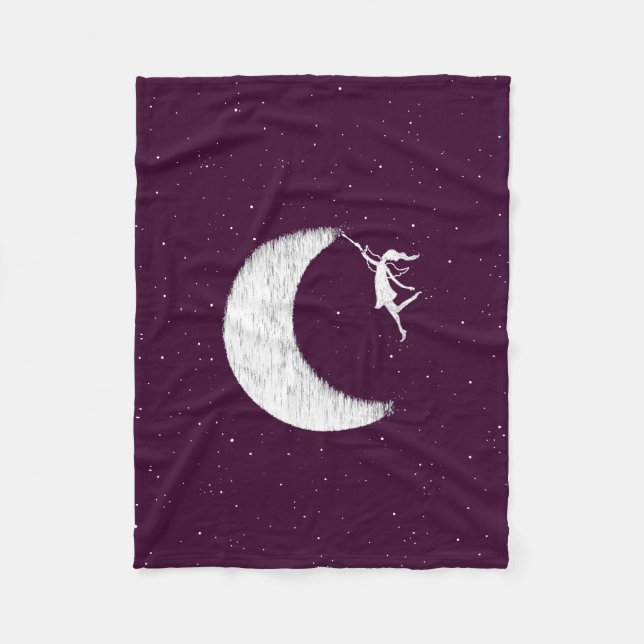 Cobertor De Velo Fada da arte: Pinte a lua (roxa) (Frente)