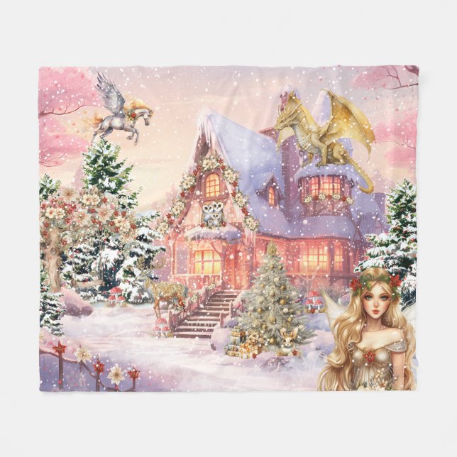 Cobertor De Velo Fada Mágica e Caprichosa de Natal (Frente (Horizontal))