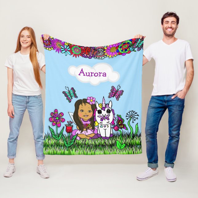 Cobertor De Velo Fada personalizada, flores e borboletas (In Situ)