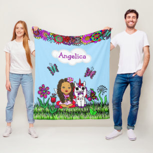 Cobertor De Velo Fada personalizada, flores e borboletas