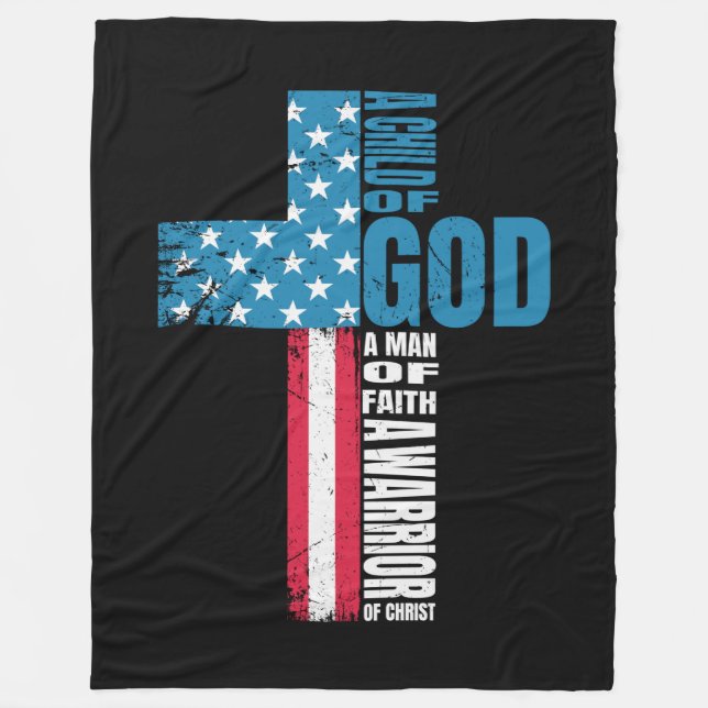 Cobertor De Velo Faith Cross American Flag Cristo Jesus (Frente)