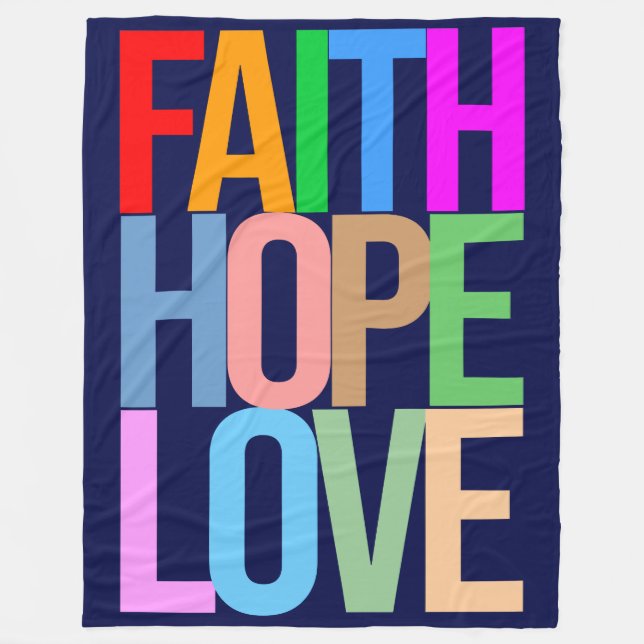 Cobertor De Velo Faith Hope Love Positive Colour (Frente)
