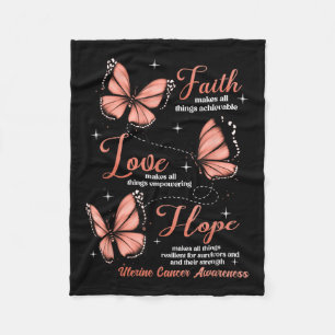 Cobertor De Velo Faith Love Hope Butterfly Uterine Cancer Consciênc