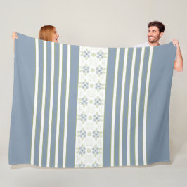 Cobertor De Velo Faixa Branca Com Cor Azul Floral Acentuada