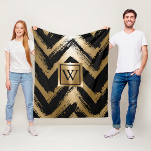 Cobertor De Velo Faixas de Pincel Pretas e Ouros