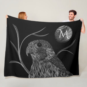 Cobertor De Velo Falcão com Lua cheia Monograma preto