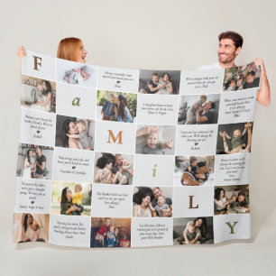 Cobertor De Velo Família 18-Foto Colagem e 12 Mensagens Pessoais