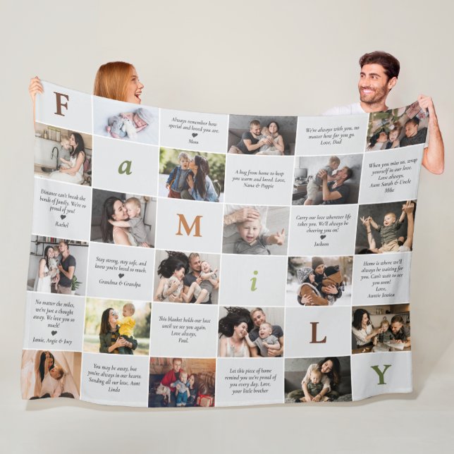 Cobertor De Velo Família 18-Foto Colagem e 12 Mensagens Pessoais (In Situ)