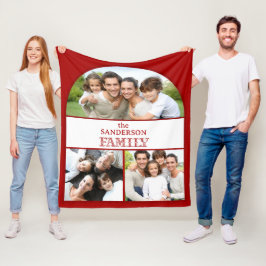 Cobertor De Velo Família 3 Colagem de Fotos Fleece Blanket