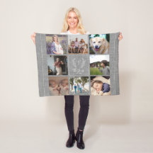 Família 8 foto colagem monograma nome russa burlap