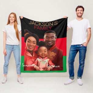 Cobertor De Velo Família afro-americana personalizada, história neg