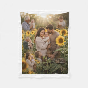 Cobertor De Velo Família Apreciando Campo de Girassóis Iluminados p