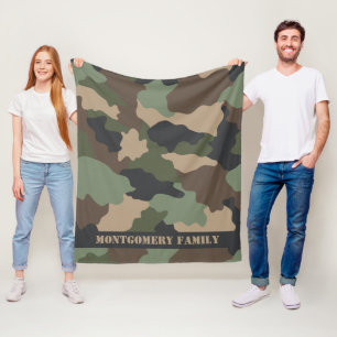 Cobertor De Velo Família Camuflagem Monograma Woodland Camo