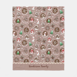 Cobertor De Velo Família de Cookies de Natal Whimsical
