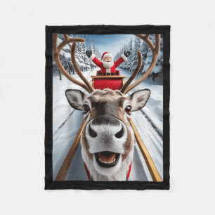 Cobertor De Velo Família engraçada do Papai Noel da selfie do renas