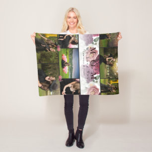 Cobertor De Velo Família Floral Monograma e Colagem de Fotos Mãe