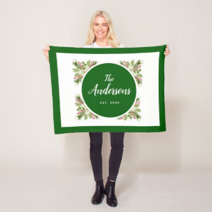 Cobertor De Velo Família Greenery e Berries de Natal