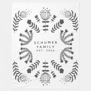 Cobertor De Velo Família Personalizada de Borda Floral de Arte Fol