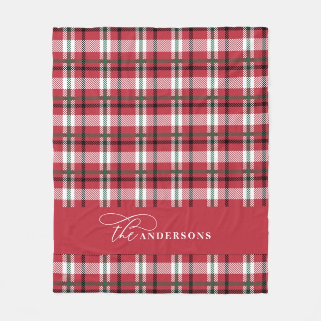 Cobertor De Velo Família personalizada de script tartan de cheque v (Frente)
