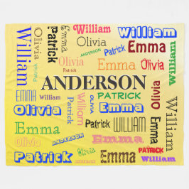 Cobertor De Velo Família Personalizada 🏡 Nome 💖 Nuvem do Word Ama