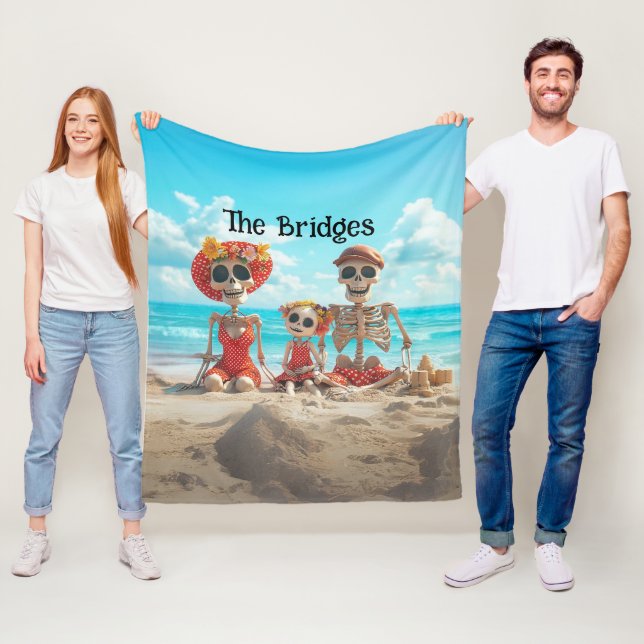 Cobertor De Velo Família Whimsic Skeleton Família 3 em Praia (In Situ)