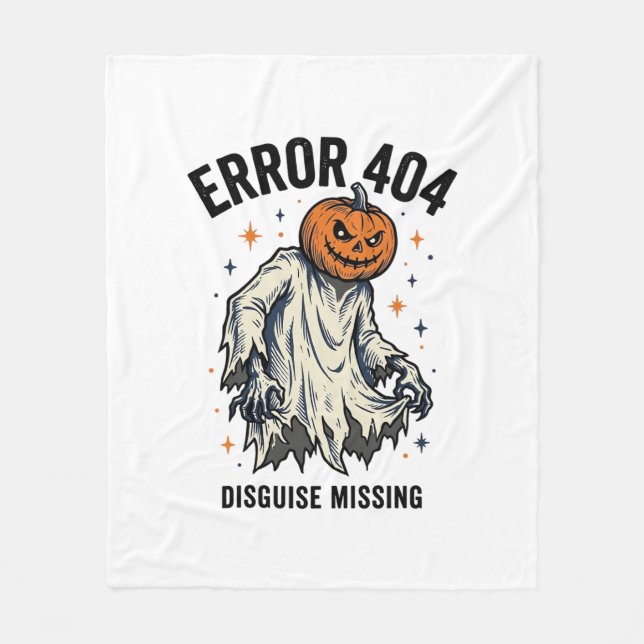 Cobertor De Velo Fantasia de Abóbora Fantasma Erro 404 de Halloween (Frente)
