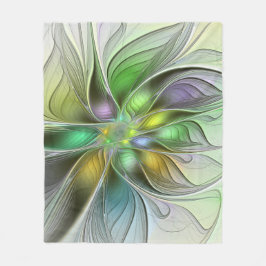 Cobertor De Velo Fantasia Flor Colorida Moderno Abstrato Fractal