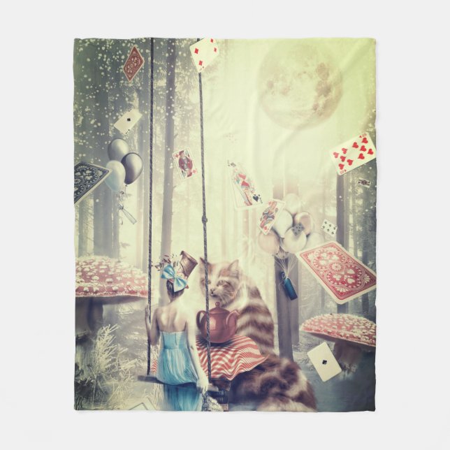 Cobertor De Velo Fantasia Mundo Jogando Cartões (Frente)