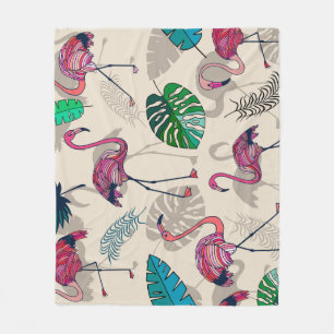 Cobertor De Velo Fantasia Tropical: Flamingo Leaf Pattern