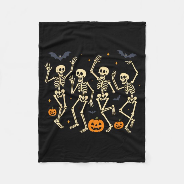 Cobertor De Velo Fantasias de Ballet de Halloween Esqueleto Dançant (Frente)