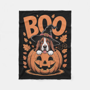 Cobertor De Velo Fantasias de Basset Hound em Abóbora de Halloween