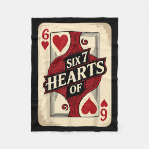 Cobertor De Velo Fantasias de Carta de Baralho Vintage Six 7 Coraçõ