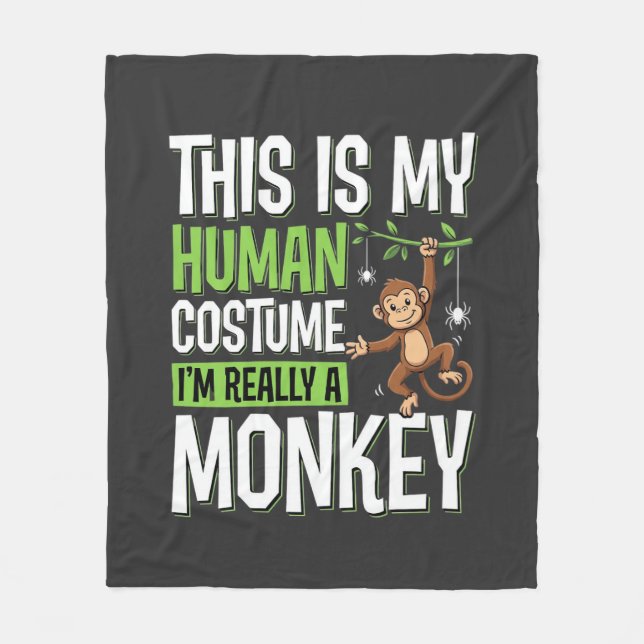 Cobertor De Velo Fantasias de Macaco Engraçado Vetor de Halloween (Frente)