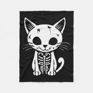 Cobertor De Velo Fantasias engraçadas de Halloween de Gato Esquelet