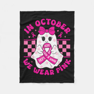 Cobertor De Velo Fantasma Assustador de Halloween Rosa Conscientiza